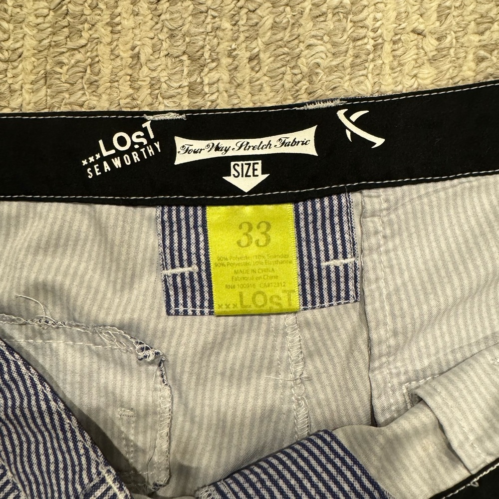 Men's Striped Blue Board Shorts - Picture 3 of 4